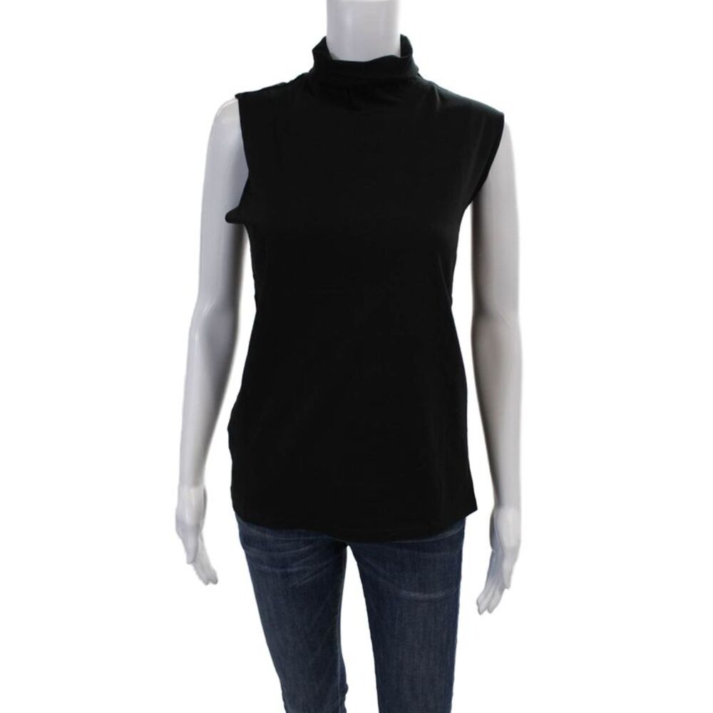 Philanthropy Womens Cotton Sleeveless Turtleneck T Shirt Black Sz S